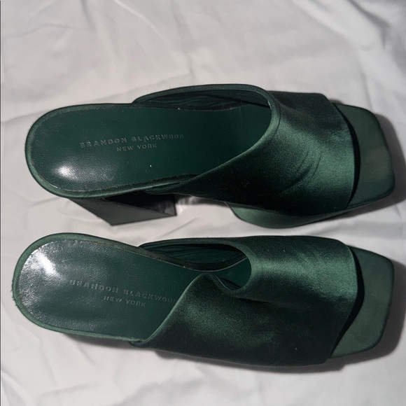 Brandon Blackwell Harlo Platform Mule in Forest Green Satin, size 37 - Picture 4 of 14